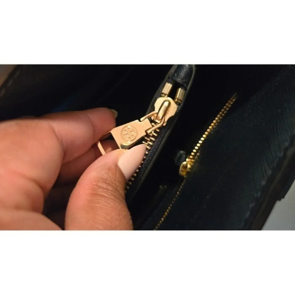 Tory Burch Navy Blue Structured Satchel Handbag Saffiano Leather Large‎ Tote